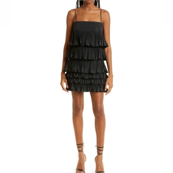 Alexis Dresses & Skirts - Alexis Women Corsini Ruffle Mini Dress SZ M Square Neck Plisse Cascading Tiered